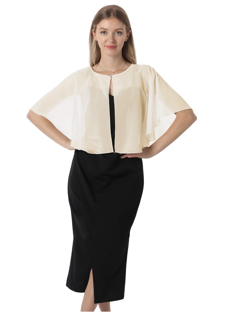Hotshawl Chiffon Capelet Women's Soft capes Shawls and Wraps for Evening Dress Wedding Cape Cover Up (Pale Champagne) - Image 3